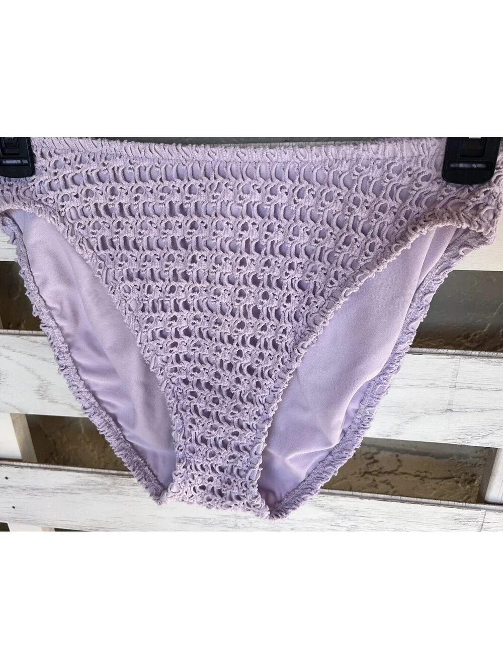 Vintage Victoria Secret Swim High Waist Bikini Bottom Size S Crochet